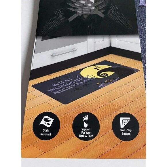 NIGHTMARE BEFORE CHRISTMAS Jack & Sally Anti Fatigue Kitchen Mat 18 x 30” NEW - Picture 4 of 11
